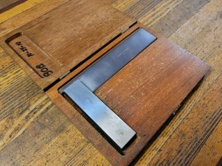 Vintage Tools Brown & Sharpe 542 Beveled Machinist Square & Box Tool Rules ☆usa