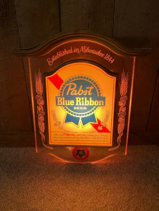 Vintage Pabst Blue Ribbon Light Lighted Sign Pbr Bar Pub