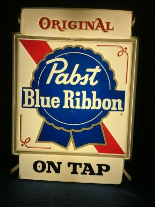 Vintage Pabst Blue Ribbon On Tap Lighted Sign - Lights Up Beautifully