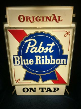 Vintage Pabst Blue Ribbon On Tap Lighted Sign - Lights Up Beautifully 2
