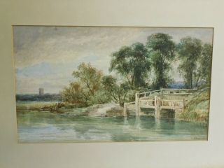 Really Old Painting Antique Water Colour River Signed J Syer