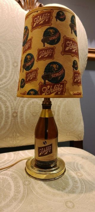 Vintage Schlitz Beer Lighted Bottle With Lamp Sign