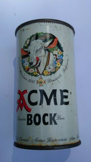 Acme Bock Beer Can Flat Top Top Removed