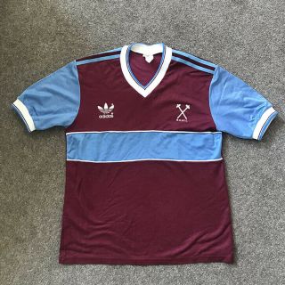 Vintage 80s Adidas West Ham United Boys Football Shirt - Size L Age 10 - 12 Years