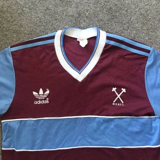 Vintage 80s Adidas West Ham United boys football shirt - Size L age 10 - 12 years 2
