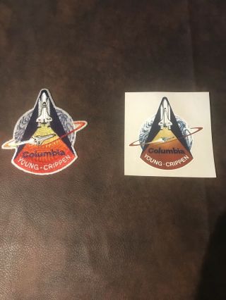 Vintage Embroidered Patch/decal.  Space Shuttle Columbia Sts 1 Young Crippen