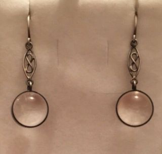 Vintage Silver Quartz Orb Pools Of Light Earrings Attractive Sterling Silver Set