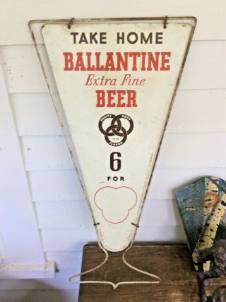 Vintage Ballantine Extra Fine Beer 2 Sided Display Sign 25 " X 13 "