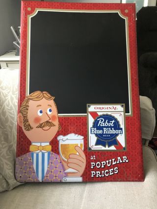 Pabst Blue Ribbon Beer Metal Tin Chalkboard Display Sign Breweriana