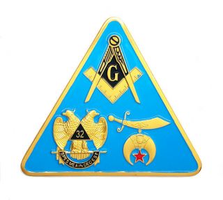 Shriners,  Masonic,  Scottish Rite Triangle Car Emblem 3 " Peel & Stick Ctri
