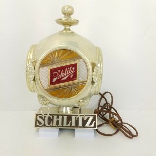 Vtg 1970s Schlitz Beer Advertising Sign Bar Light Tabletop Desk Lamp Globe