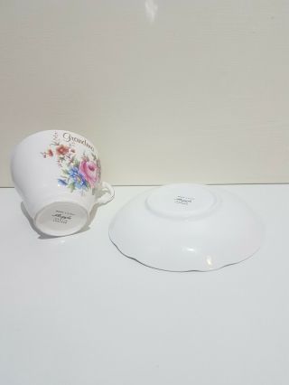 Argyle Fine Bone China Floral Pattern Tea Cup & Saucer Titled Grandma 3