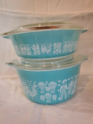Vintage Pyrex Amish Butterprint 471 And 473 With Lids