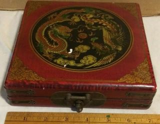 Vintage Feng Shui Luo Pan (chinese Compass) Leather Dragon Front Case