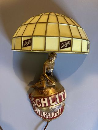 Vintage 1971 Schlitz Beer Girl Bar Lamp,  Light,  Deco Girl On World