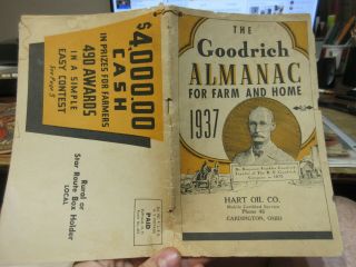 1937 Hart Oil Company Cardington Ohio Goodrich Farm Home Almanac Book Tires Cars