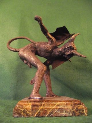 Cheeky Nude Devil Demon Antique Patina Style Bronzed Statue Sculpture