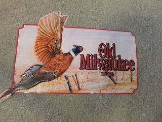 1992 Old Milwaukee Pheasant Tin Beer Sign Vg 18 " X 29 Inches