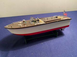 Vintage Fleet Line Wood Toy Boat Battery Operated W/motor.