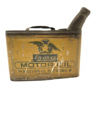 Vintage Enarco One Gallon Motor Oil Tin National Refining Co.