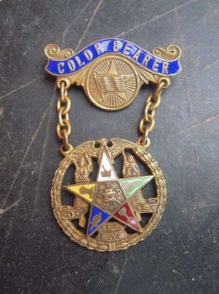 Vintage Masonic Order Of The Eastern Star Enameled Pin " Color Bearer "