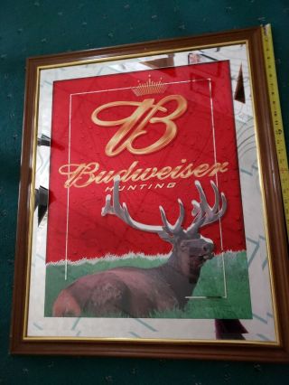 Large Anheuser - Busch Beer Budweiser Hunting 2002 Framed Bull Elk Mirror 1027497