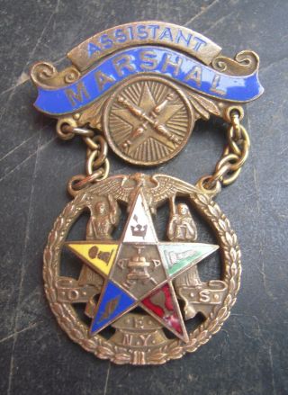 Vintage Masonic Order Of The Eastern Star Enameled Pin " Asst.  Marshal "