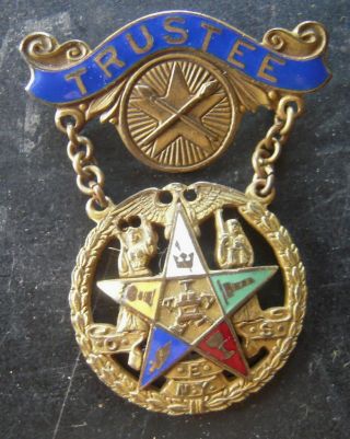 Vintage Masonic Order Of The Eastern Star Enameled Pin " Trustee "