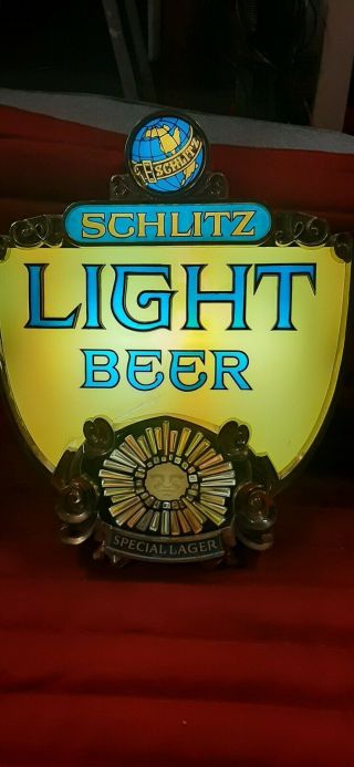 Vintage Beer Bar Sign Light Up Animated Schlitz Sun Logo
