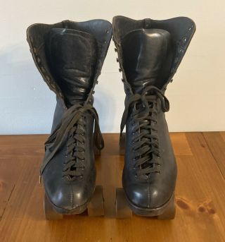 Vintage Riedell Red Wing Black Leather Mens Roller Skates Liberty Trucks Size 11