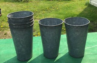 10 Vintage Old Galvanized Maple Syrup Sap Buckets Tapered W@w