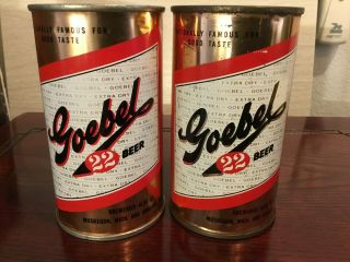 2 Different Goebel 22 (71 - 2 & 71 - 3) Empty Flat Top Beer Cans; Goebel Detroit Mi