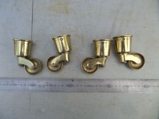Large Set Of 4 Antique Vintage Old Cup Casters For Antique Table
