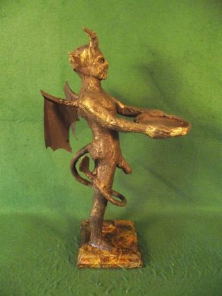 Antique Patina Style Bronzed Nude Devil Demon Occult Sculpture Male Satan Figure