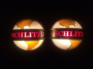 Vintage 1968 Schlitz Beer Globe Wall Lights