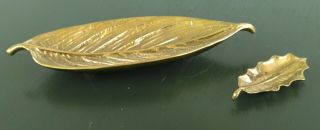 2 Vintage Virginia Metalcrafters Solid Brass Leaf Tray 4 - 16 3 - 35 Calathea Holly