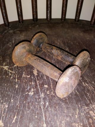 Early Vintage Cast Iron Dumbbells Workout Equipment