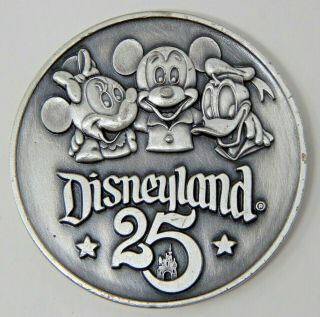 Disneyland 25th Anniversary Medal Silver Plated Bronze A9737