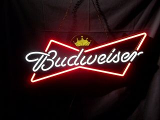 Budweiser Bowtie Bow Beer Led Opti Faux Neon Sign Bar,  Pub,  Man Cave -