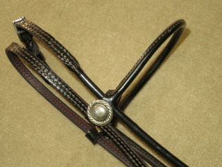 Terrific Vintage Rolled Black Patent Leather Arabian Show Halter Alpaca Silver