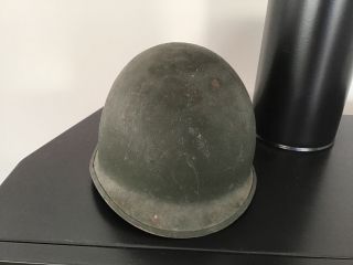 Vintage American Green Metal Military Helmet with Adjustable Chin Strap 8760 2