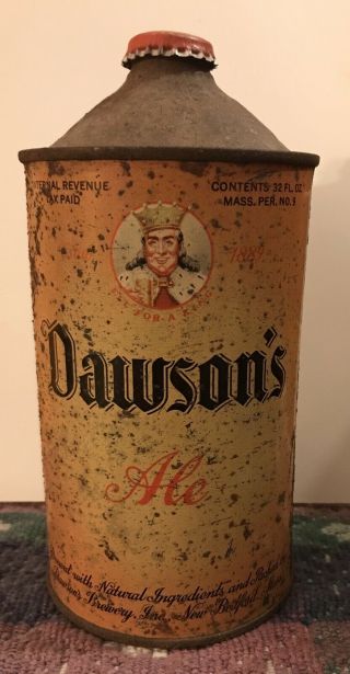 Dawsons Ale Quart Cone Top Beer Can With Crown