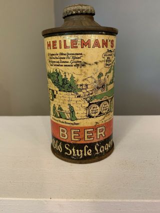 Vintage Heileman’s Old Style Lager Low Profile Flat Bottom Cone Top Beer Can,  Wi