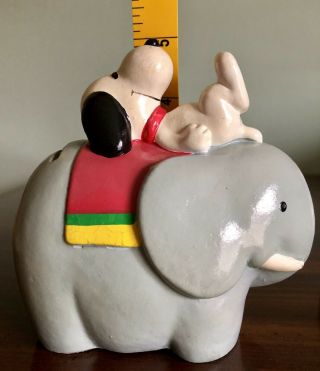 Vintage 1970’s Determined Peanuts Snoopy Composition Snoopy on Elephant Bank 2