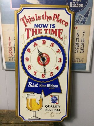 Pabst Blue Ribbon Beer Sign Vintage 1979 Wall Clock Pbr Milwaukee