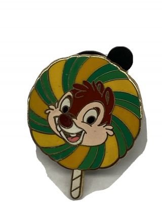 Disney Pin Trading Series 2008 Chip And Dale In Center Of Multicolored Lollipop