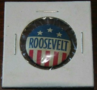 A,  Vintage 1 " Franklin Roosevelt Fdr Presidential Campaign Pin Button Political