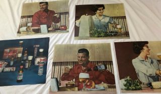 5 Vintage Budweiser Beer Sign Inserts Plastic Housewife 13” By 15”