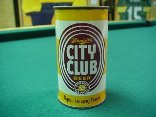 Schmidt City Club Flat Top Beer Can,  Bulls - Eye Logo
