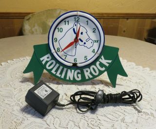 Htf Latrobe Brewing Co Rolling Rock Beer Tabletop Neon Sign/clock Gr8t